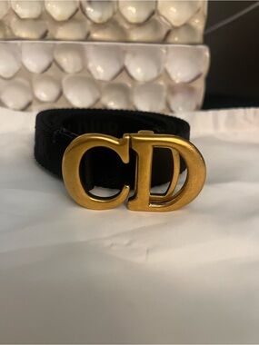 Dior Black Belt with Gold CD Logo Buckle